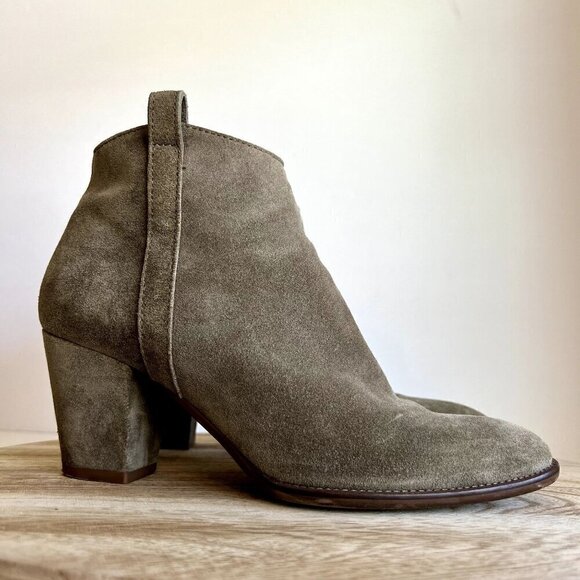 Madewell Billie Sage Worn in Suede Almond Toe Zipper Ankle Boot 8.5 - Picture 1 of 13